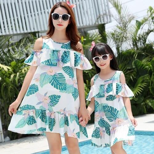 Summer Mother Daughter Dress New Bohemia Cotton Ruffle Dresses Family Matching Vestidos Women Girls Cute Dress Vestidos