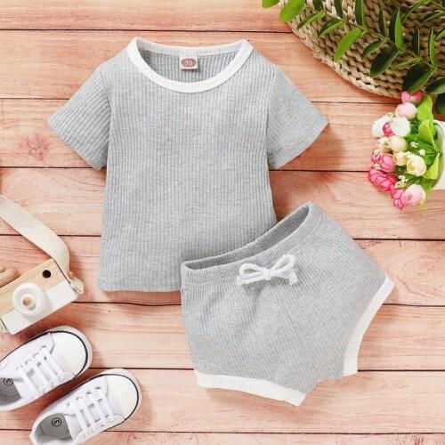 Summer Baby Girlss Solid Short Sleeve Clothes And Sports Shorts Sporty Comfort Suit For Girl