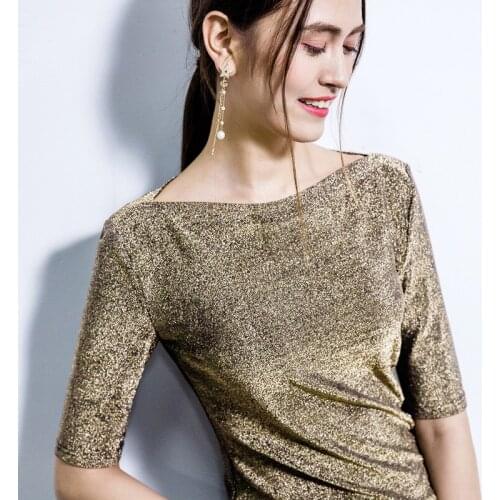 2019 New Sexy Latin Dance Costumes Medium Sleeves Shirt Bright Silk Professional Ballroom Dance Practice Clothes Women DWY2104