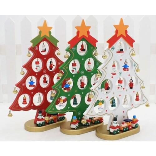 New Mini Wood Christmas Tree Decoration Gift Cute Home Desktop Office Decor Party DIY Gift SCI88