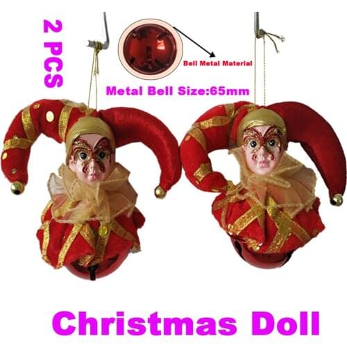 Christmas Tree Hanging Ball Metal Bell Clown Pendant New Year Gift Christmas Elf Doll Ornament