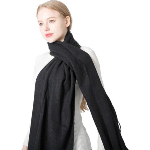 European and American Couple Monochrome Cashmere Scarves Thick Neck Warm Hijab Lady Shawls Wraps Blanket Pashmina 70*200 Cm