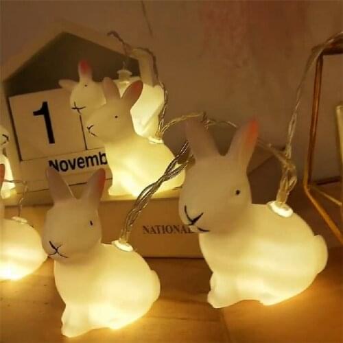 Easter Decor cute Rabbit Led String Light Fairy Garland String Waterproof Birthday Wedding Party Kid room home Decoration lights