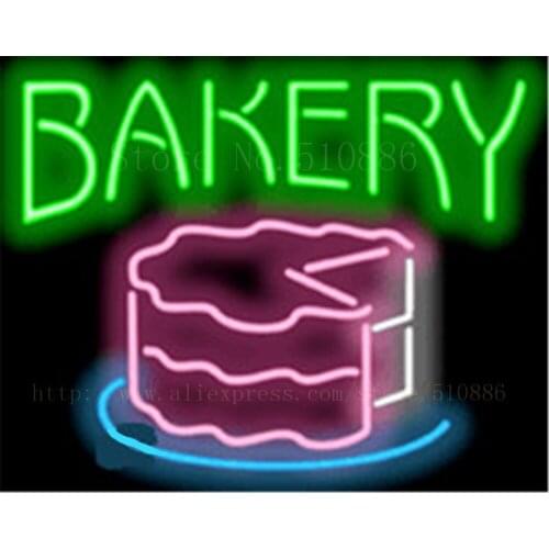 Bakery with Cake NEON SIGN REAL GLASS BEER BAR PUB LIGHT SIGNS store display Bulbs Desserts food bread Pastries Lights 19*15"