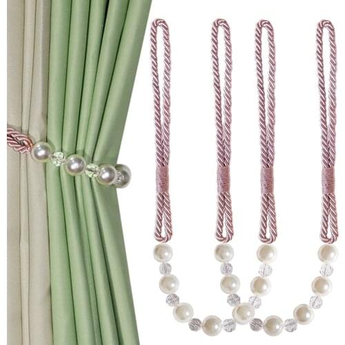 2Pcs Pearl Curtain Tieback Luxurious Room Accessories Curtains Holders Buckle Rope Tie Bead Curtain Bandage Home Decoration