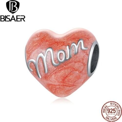 Bisaer Beads Mom Thanksgiving Pendant Real Original 925 Silver Beads Jewelry Making Wedding Party Engagement ECC1793