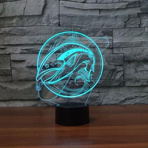 Fishing 3D Lamp USB lED 3D night light Remote Touch Switch 7 Color Change Indoor Lamp Hook Carp Fish Desk Lamp For Toy Gift