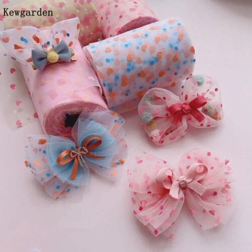 Kewgarden 12cm Printed Love Polyester Voile Ribbons DIY Girls Bow Hair Accessories Handmade Tape Riband 10 Meters