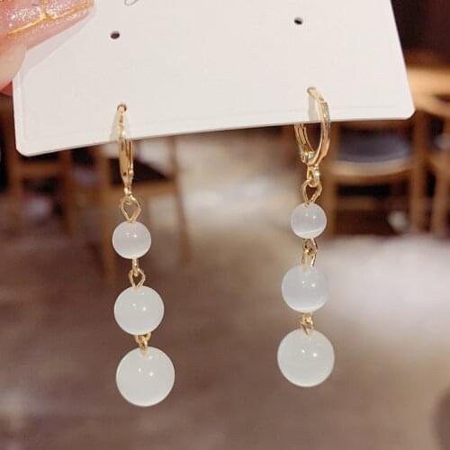 New Trendy Simple Opal Retro Hoop Earrings Vigorous Girl Hong Kong Style Earrings For Women Party Jewelry Gift Classic