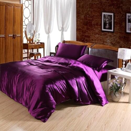 Silk Bedding Luxury Comforter Sets King Size European Bedding Discount Duvet Set Purple King Size Duvet Covers Sale FreeShipping