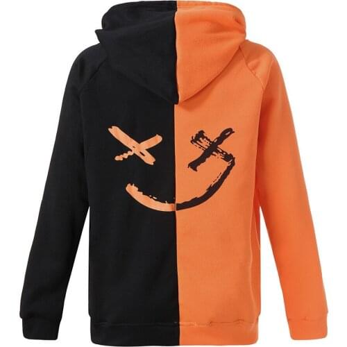 Hoodie mens casual fashion color matching smiley face hooded sweater long-sleeved sports four seasons top mens