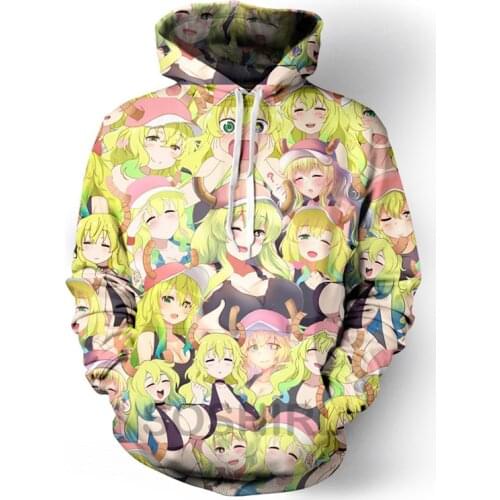 SOSHIRL Hot Thoru Hoodies Funny Sexy Dragon Maid Hooded Sweatshirt Harajuku Anime Winter Pullovers Kawaii Hip Hop Streetwear Top