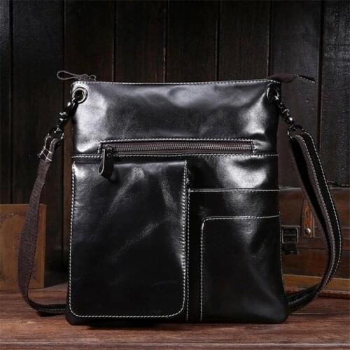 High-Quality Workmanship Genuine Leather Men Bag Vintage Black Tote Crossbody Business Casual Mens Messenger Bag