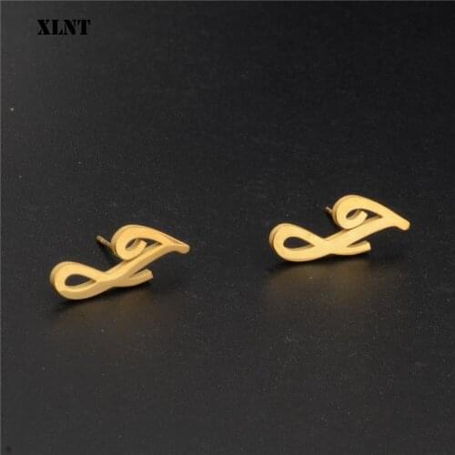 XLNT 2019 New J Letter J Stud Earrings for Women Fashion Stainless Steel Jewelry Christmas Gift