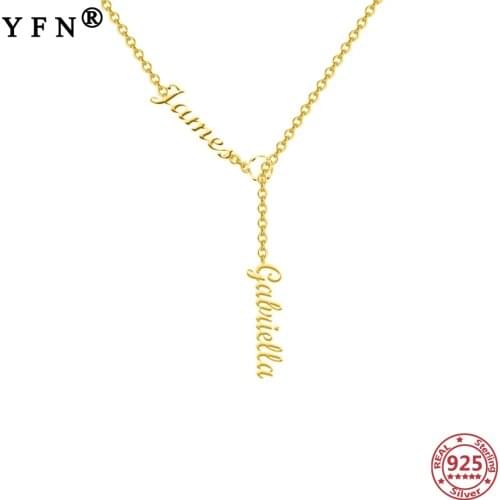 YFN Customize Name Necklace 925 Sterling Silver DIY Name Necklace Pendants Silver 925 Name Jewelry Personalized Letter Necklaces