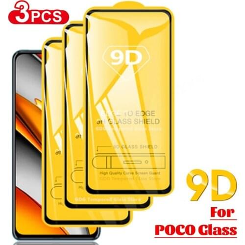 3Pcs 9D Tempered Glass for Xiaomi Poco C3 X3 M3 Pro Film Full Cover Screen protector for Xiaomi poco F1 F2 x3 m3 f3 x3 pro Glass