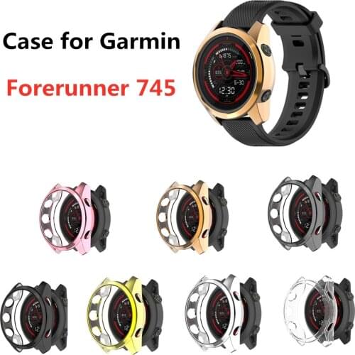Protective Case For Garmin Forerunner 745 Cover Soft TPU Bumper Lightweight Plating Shell Protector Smart Watch Accessories