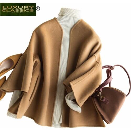 Ladies 100% Wool Elegant Coat Female Autumn Winter Abrigo Mujer 2021 Korean Vintage Woolen Jacket Women Fit Overcoat 1642