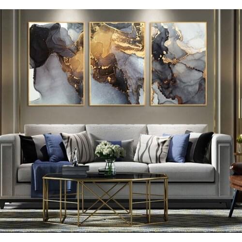 Gold Abstract Colorful Color Picture Home Decor Canvas Painting for Living Room Bedroom Sofa Background Wall Art Printing Poster