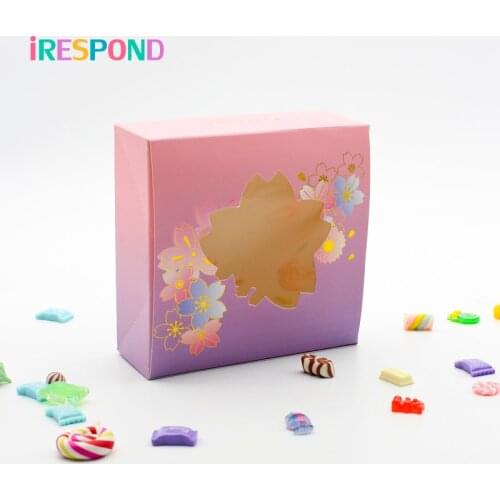 10PCS 14x14x5cm Gift Box Window Cherry Blossom Candy Box Wedding Gift Packaging Baking Food Chocolate Party Favor Thicken Boxes