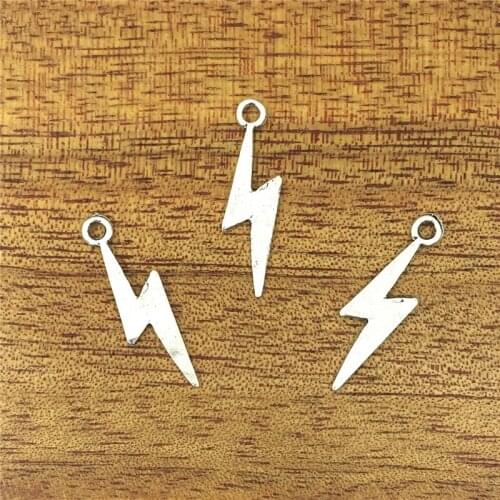 20pcs Zinc Alloy Flash Charm Antique Silver color DIY Metal Bracelet Necklace Pendant Accessories 27*7mm