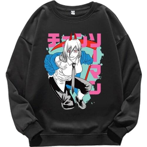 2021 Japanese Anime Chainsaw Man T Shirt Power Cosplay Long Sleeve Graphic Tee Cartoon Printed Sweatshirt Men Women Sport Outfit