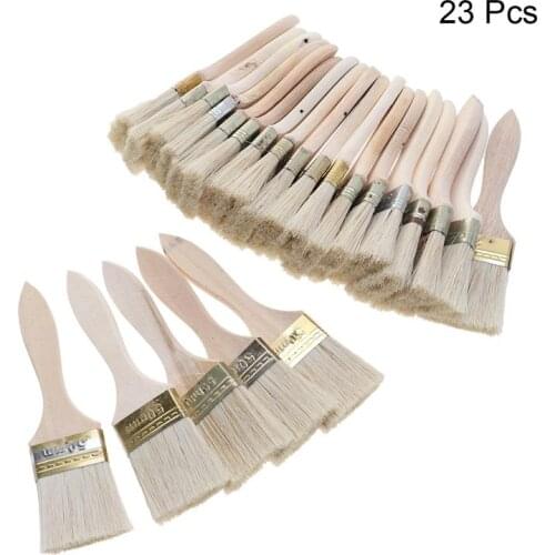 23pcs Paint Brushes Wooden Handle Bristle Brush For Wall And Furniture Painting Paint Brush (2inch, Thin Handle)