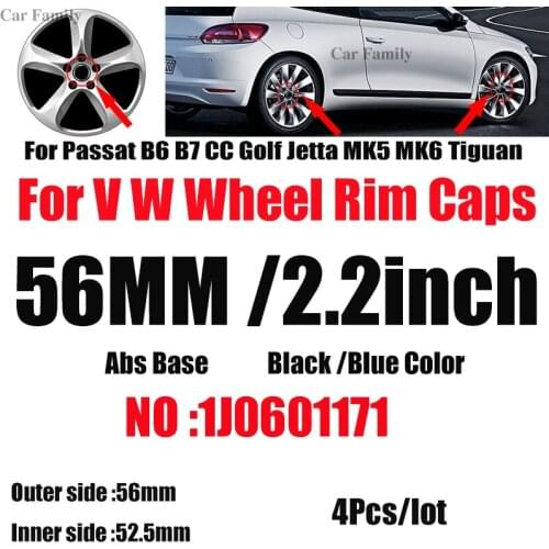 4pcs Logo 1J0601171 56mm badge Car Rims Wheel Center Caps Hub Covers For Passat B6 B7 CC Golf MK5 MK6 Tiguan Car Emblem
