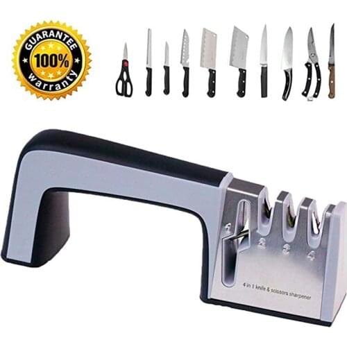 4 in 1 Scissor and Knife Sharpener Stainless Steel Ceramic Sharpening Stone Professional Manual Diamond Sharpener Kitchen Tools
