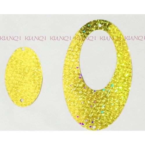 100pcs/250pcs 11*6mm Large Dual Oval Egg Shape Laser Golden Sequin Paillette Sewing,Wedding Craft,Kids DIY Garment Accessory