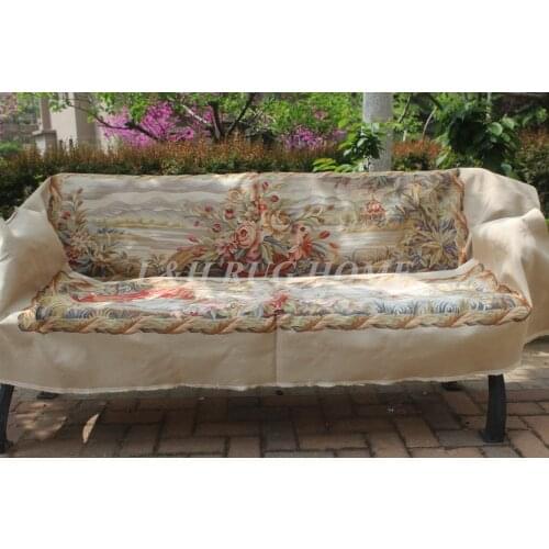 Free Shipping French Aubusson hand woven sofa and chair cover set 1:4 with arms viscose aubusson sofa set high level