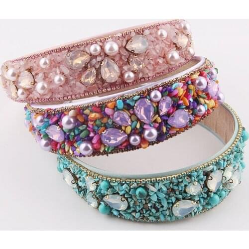 Bohemian Vintage Pearl Flower Rhinestone Hairband Headband Headwear Hair Accessories