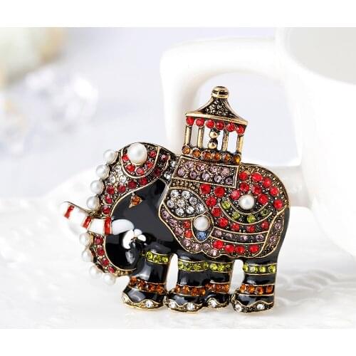 New Arrival Drop Oil Elephant Crystal Brooches Mental Brooch Pins for Girls Women Party Jewelry Gifts