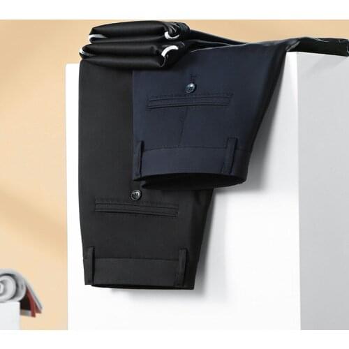 2021 Autumn New Business Straight Mens Solid Color Casual Pants Classic Style Regular Fit Stretch Trousers Male Brand Clothing
