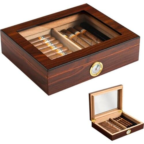 Travel Cigar Humidor Box Cedar Wood Portable Cigar Case W/ Humidifier Hygrometer Zigaren Box For Cigars Smoking Accessories