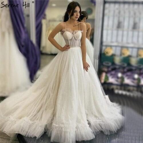 Ivory Sexy Sweetheart Simple Wedding Dresses 2020 Sleeveless Lace Up Bridal Gowns Serene Hill HA2341 Custom Made