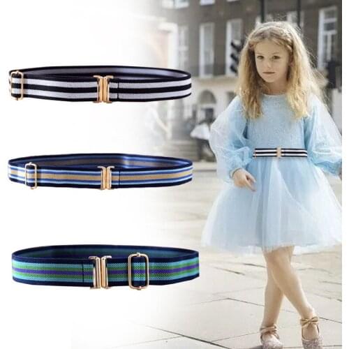 Kindergarten Kid Elastic Belt For School Uniform Fashion Waist Stretch Belts Girls Boys Cummerbunds Chirldren Golden Buckle Belt
