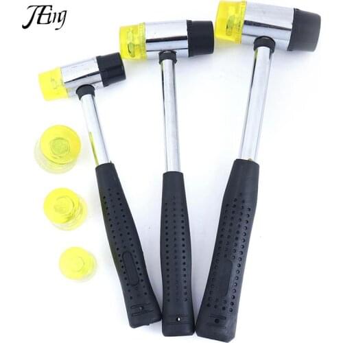 25/30/35mm Double Face Soft Touch Hammer Black Plastic Coated Grip Double Head Rubber For Hammer Handheld Tool Leather DIY Tool