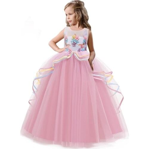 Elegant Formal Dress Girls Clothing Flower Girls Wedding Evening Clothes Kids Dresses for Girls Princess Party Long Gown 6-14yrs