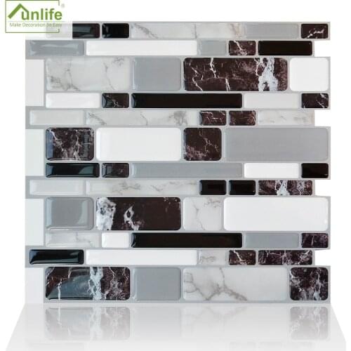 Funlife Marble 3D Self Adhesive Tile Sticker,Peel And Stick Tile Backsplash For Kitchen Vinyl DIY Bathroom Waterproof Home Decor