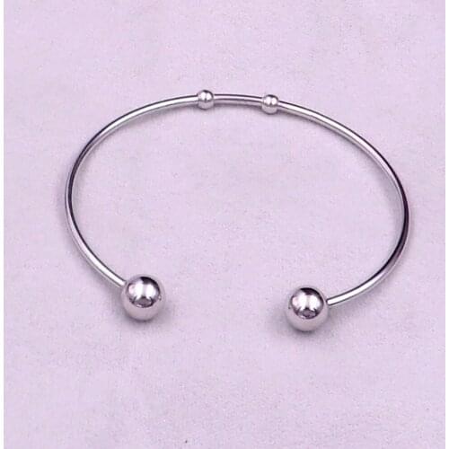 GNAYY Jewelry 100pcs Lot stainelss steel Simple Cuff Bangle Ball end Bracelet For Women Mens jewelry