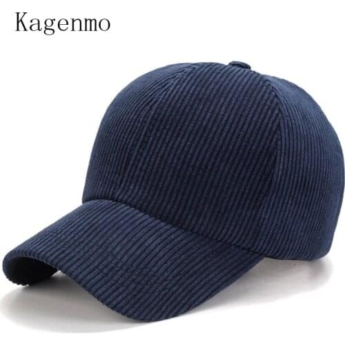 Kagenmo Fashion Autumn Male Female Baseball Cap Corduroy Striped Casual Hat Cold Autumn Outdoor Stroll Warm Men Visor