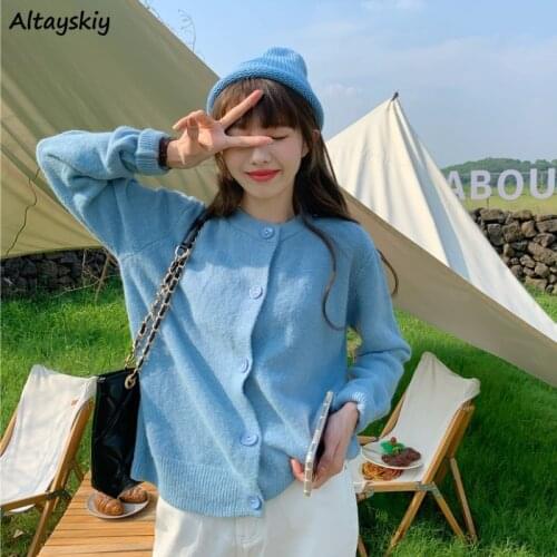 Cardigan Women Spring Solid College Sweet Ulzzang 4 Colors Minimalist All-match Comfortable Ladies Fashion Elegant Loose Ins New