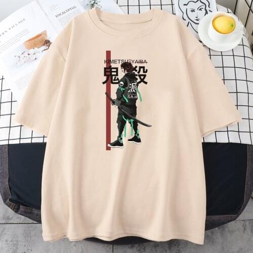 Kimetsu Demon Slayer Printing Female t-Shirts Spring Summer Oversized Clothing Fashion Style t Shirts Casual Soft Women Tshirt