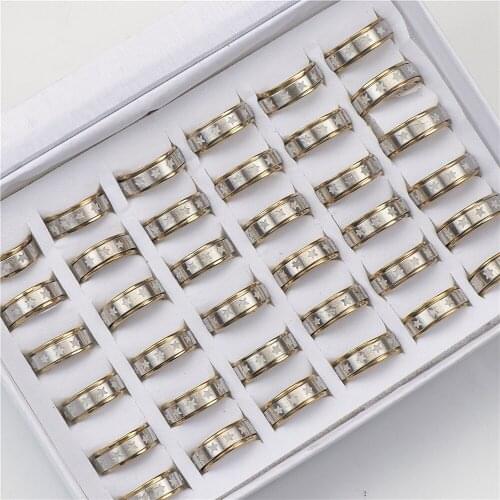 Wholesale 20pcs/Lot Hollow Star Rotatable Spinner Stainless Steel Rings For Men Women Fashion Jewelry Party Gifts