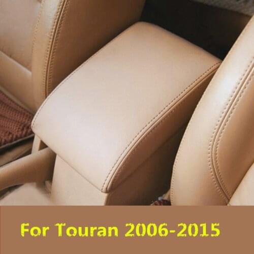 DIY Front Armrest Storage Box Leather Cover For Volkswagen Touran 2006 07 08 09 10 11 12 13 14 15 AB151