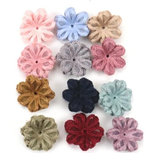 10pcs Beautiful Lace Flower Applique Trim Embroidered Lace Patches For Handmade Garment Accessories Decoration Sewing DIY 25mm