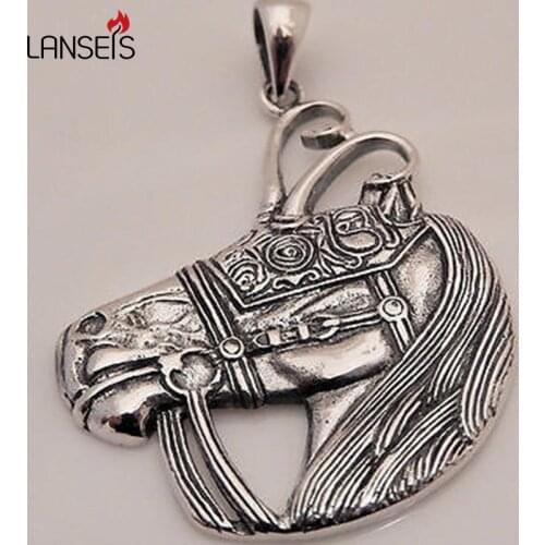 Lanseis 10pcs Viking Warrior Horse Pendant Norse Warhorse Horned Helmet Horse Pendants Handmade Jewelry