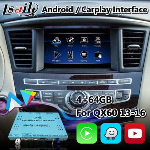 Lsailt Android Multimedia Video Interface for Infinite QX60 2014-2018 year with Youtube Google Map Carplay GPS Navigation