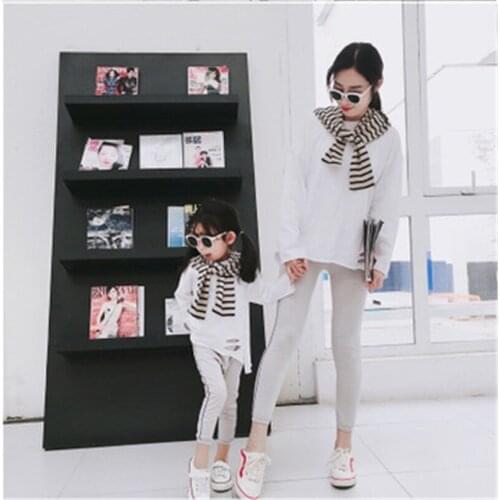Family Look Fashion Cotton Mommy And Me Ankle-length Pants Spring Summer Mother Daughter Matching Leggings Mom Daughter Pants